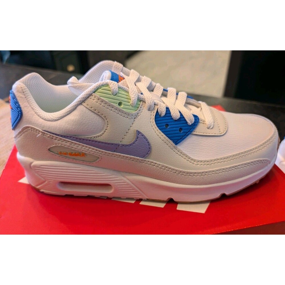 Nike Air Max 90 LTR GS CD6864-128 White/Purple Pulse/Phantom/Photo Blue 6.5Y W8 - Picture 6 of 12